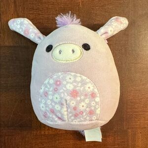 5" Delzi The Donkey Squishmallows Purple Donkey Floral Belly Pattern